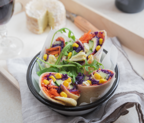 Suggestion de dégustation affiné chablis Wraps crudités